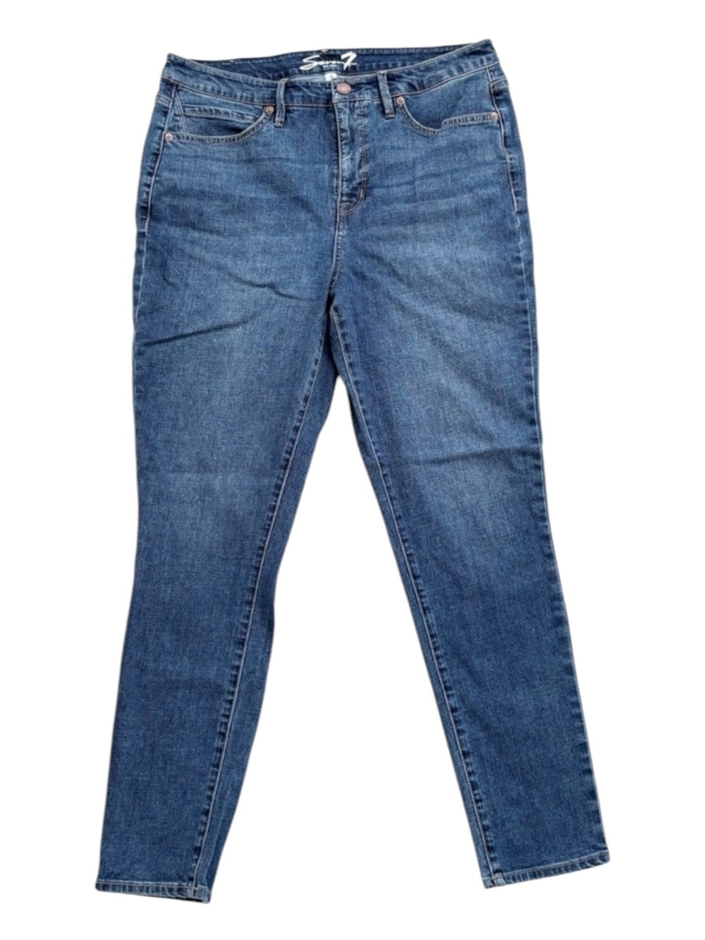 SEVEN7 Classic High Rise Skinny Jeans Medium Wash Stretch Denim Size 12